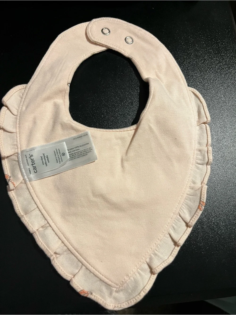 Carters Dragonfly Ruffle Baby Bib Set in Light Pink and Cream